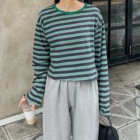 【SAMPLE SALE】cropped border long T