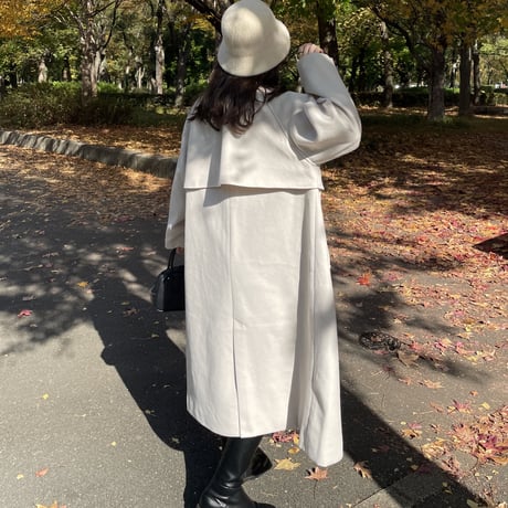 fake wool cape long coat