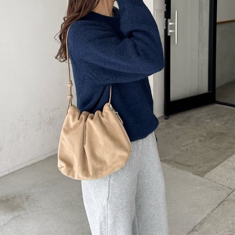 【SAMPLE SALE】one handle gather shoulder bag_suede