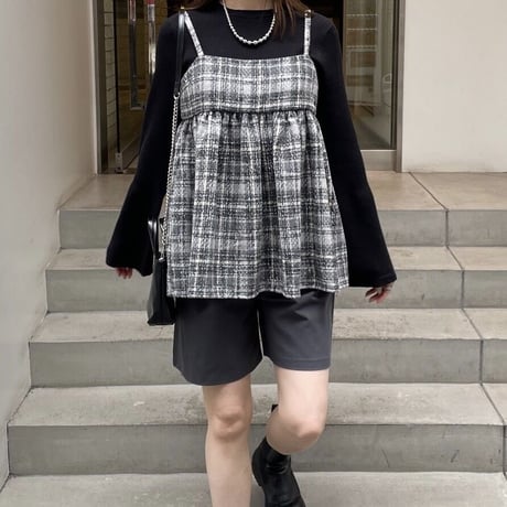 tweed check pattern bustier