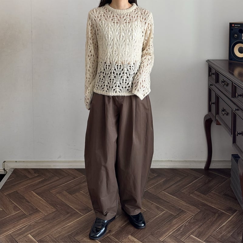 crochet knit pullover | LE MORE