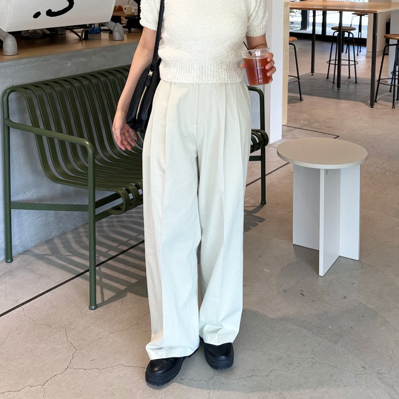 tuck twill wide pants | LE MORE