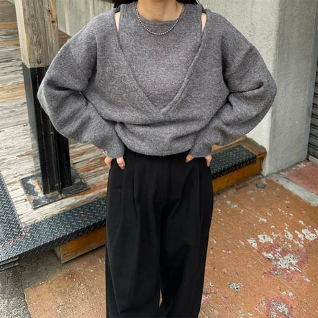 shoulder slit loose knit