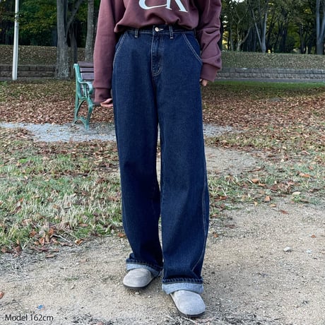 wide straight denim pants