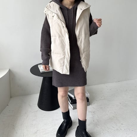 hoodie rib knit mini one-piece