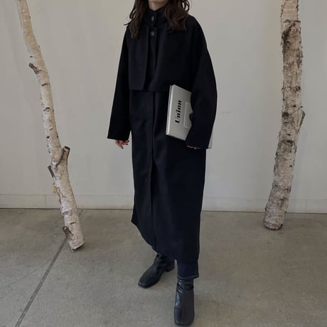 fake wool cape long coat