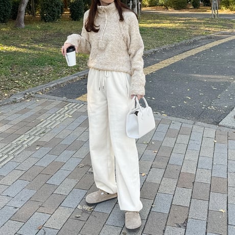 boucle zipper knit