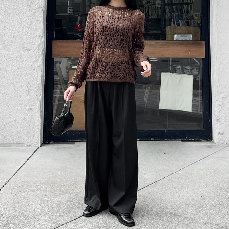 crochet knit pullover | LE MORE