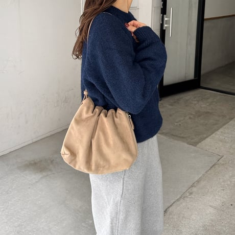 【SAMPLE SALE】one handle gather shoulder bag_suede