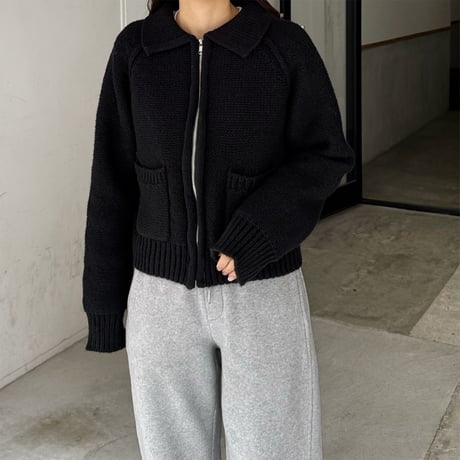pocket zip knit cardigan