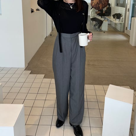 suspender high-waist slacks pants