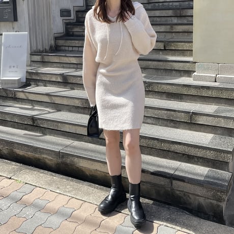 hoodie rib knit mini one-piece
