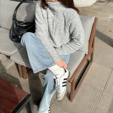boucle zipper knit