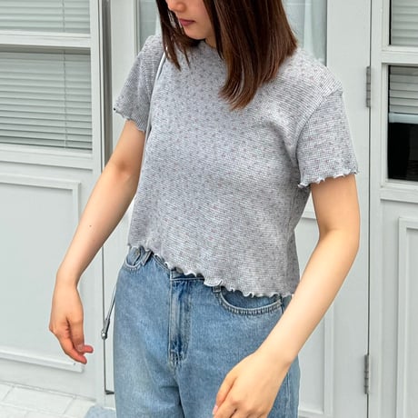 【SAMPLE SALE】flower short waffle T shirt