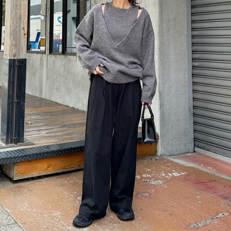 shoulder slit loose knit