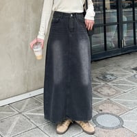 denim long skirt