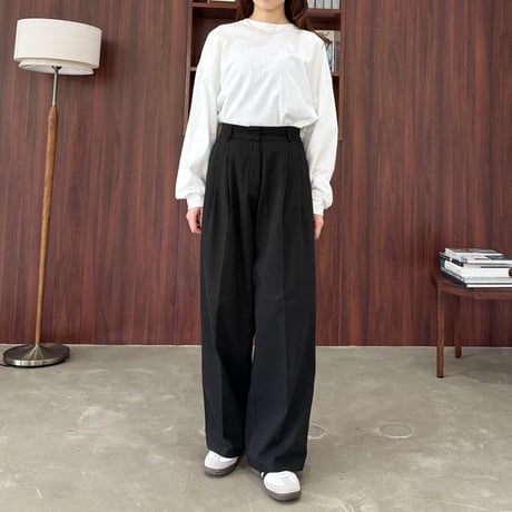 tuck twill wide pants