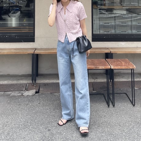 cable short W zip knit