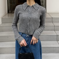 mohair like polo knit cardigan