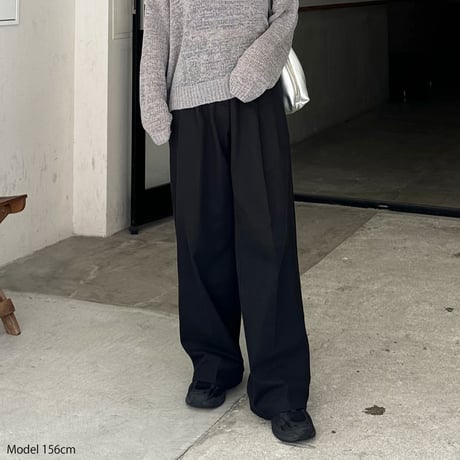tuck twill wide pants