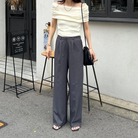 【SAMPLE SALE】half sleeve sheer off shoulder knit