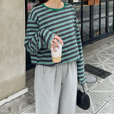 【SAMPLE SALE】cropped border long T