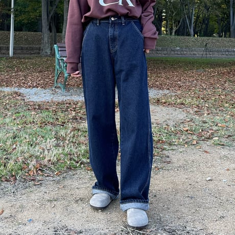 wide straight denim pants