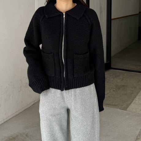 pocket zip knit cardigan