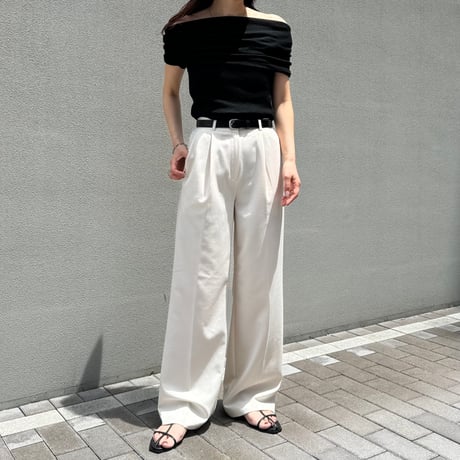【SAMPLE SALE】half sleeve sheer off shoulder knit