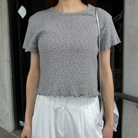 【SAMPLE SALE】flower short waffle T shirt