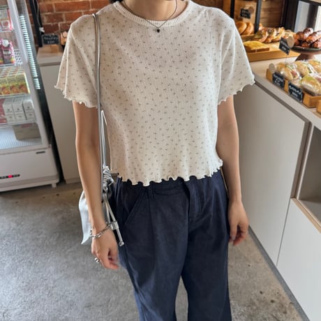 【SAMPLE SALE】flower short waffle T shirt