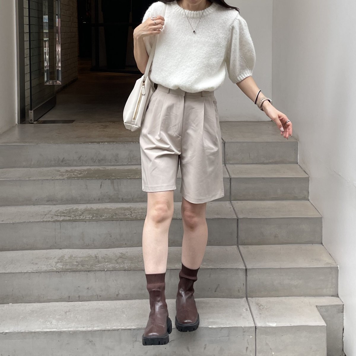 ハイウエストタックハーフパンツ | LE MORE ハイウエストタックハーフパンツ | LE MORE