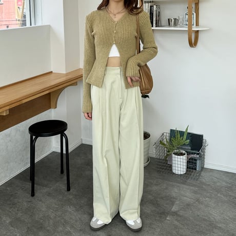 tuck twill wide pants