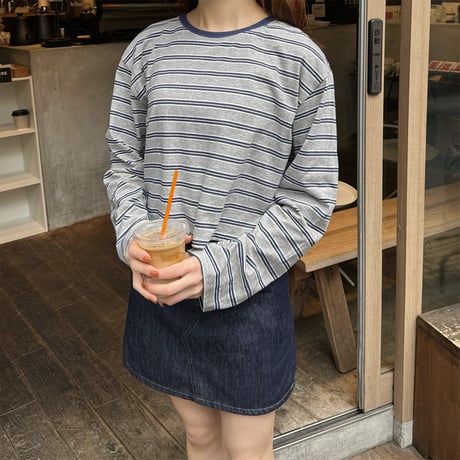 【SAMPLE SALE】cropped border long T