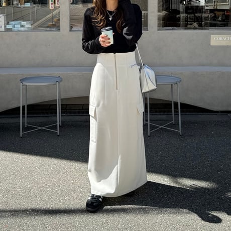 high waist zip cargo skirt