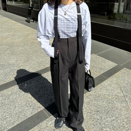 suspender high-waist slacks pants