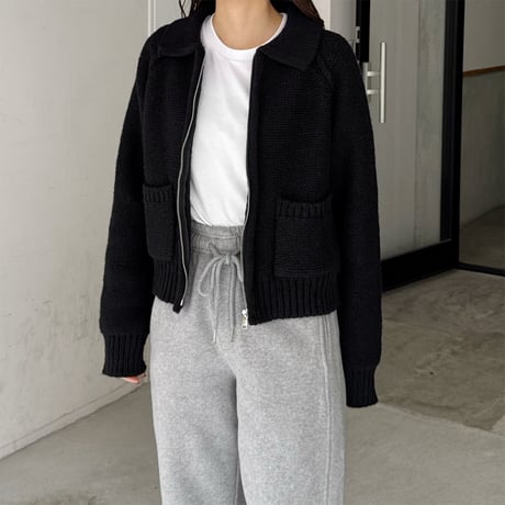 pocket zip knit cardigan