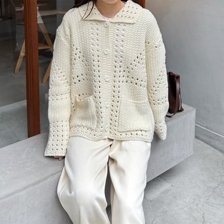 pattern design loose knit cardigan