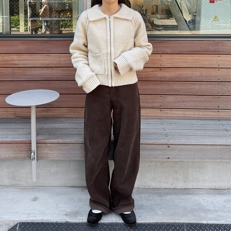 pocket zip knit cardigan