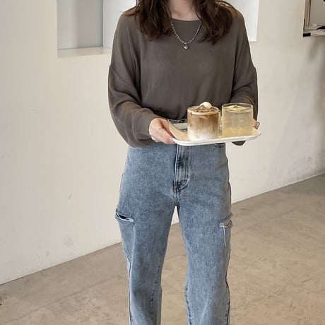 【SAMPLE SALE】boat neck sheer knit pullover