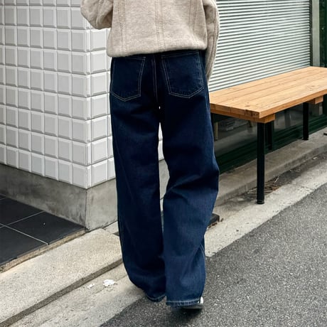 wide straight denim pants