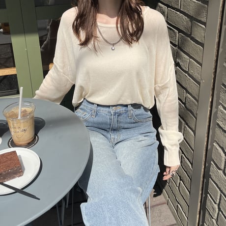 【SAMPLE SALE】boat neck sheer knit pullover