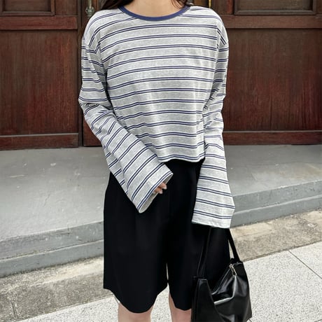 【SAMPLE SALE】cropped border long T