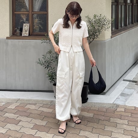 cable short W zip knit