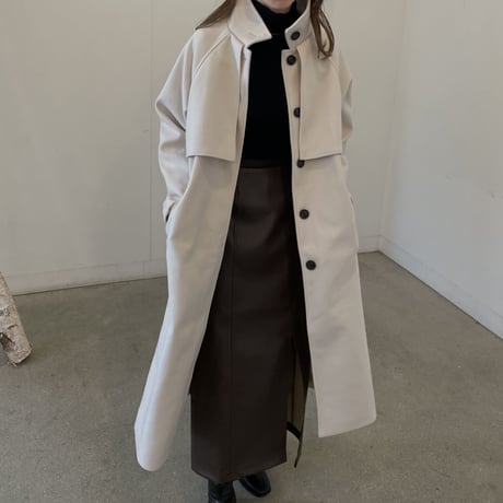 fake wool cape long coat