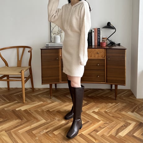 hoodie rib knit mini one-piece