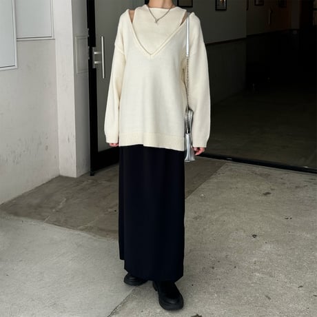 shoulder slit loose knit