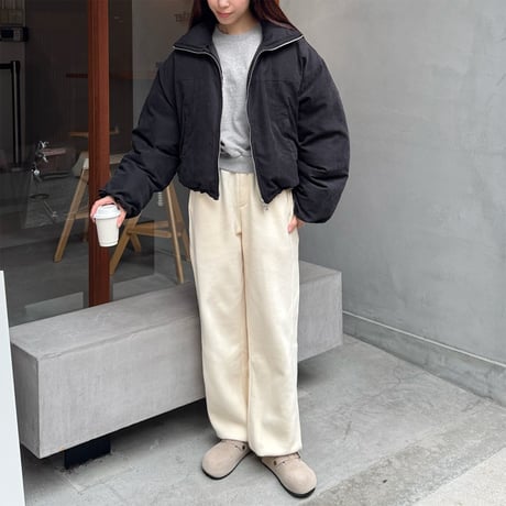peach skin short down jacket