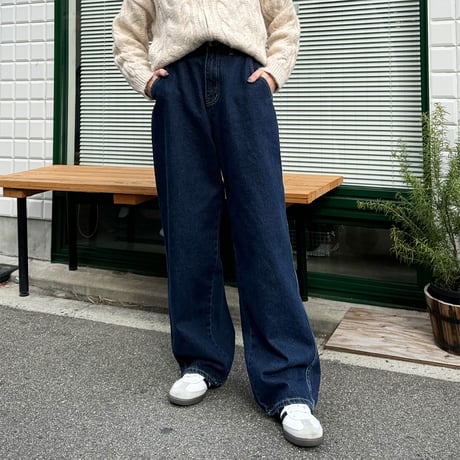 wide straight denim pants