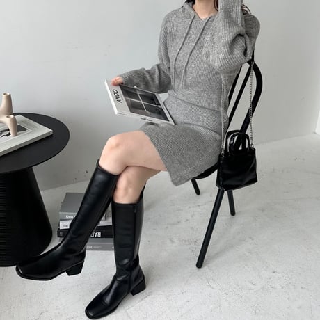 hoodie rib knit mini one-piece